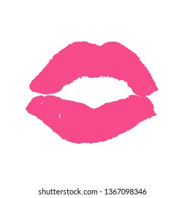 Lip silhouette icon logo. Vector sexy lips icon in red lipstick. Women Lips are smiling. Illustration of lips in flat style on a white background.