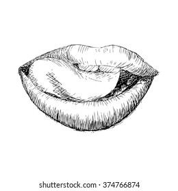 Lip. Sketchy style.