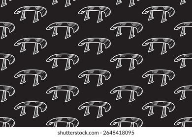 lip spoiler car line art seamless pattern on black background. car aerodynamic engraving doodle pattern background. racing wing part hatching wallpaper for garage, workshop, detailing merchandise