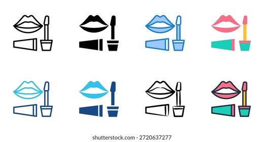 Los iconos de tinción de labios establecen una colección de estilo múltiple. Trazo editable 
