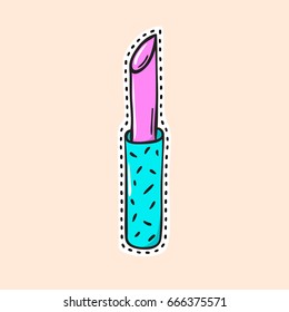 Lip stick icon. Cartoon vector illustration. Cosmetics sticker.