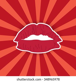 Lip sticker on a bright background
