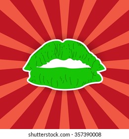Lip sticker on a bright background