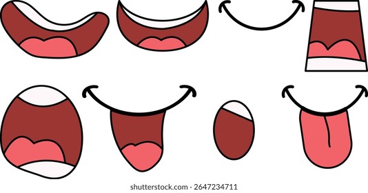 Sincronização labial animação bocas faladas lábios para animação de personagens de desenhos animados.