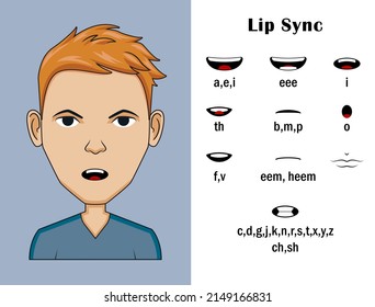 Colección Lip sync para animación. Ilustración vectorial de estilo plano aislada en fondo blanco.