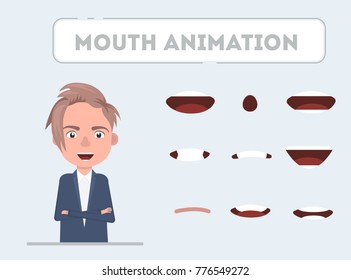 Lip sync collection for animation.Vector illustration of a flat design.