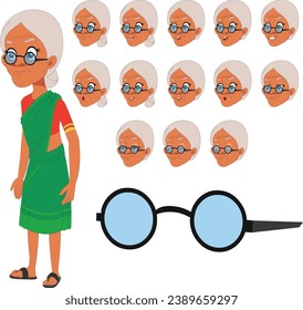 lip sync old woman with eye blink, old woman. saree, old saree woman, indian woman, indian, indian saree, vector old 