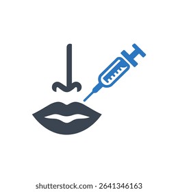 Lip with a syringe for injection icon