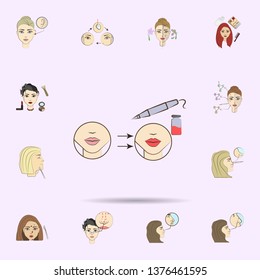 lip tattoo before and after colored icon. Beauty, anti-aging icons universal set for web and mobile