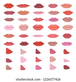 Vector de labios hermosos labios rojos maquillados con sonrisa de beso o pintalabios de moda chicas y bocas sexy besando adorable en el día de San Valentín ilustración aislada en fondo blanco