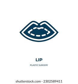 lip vector icon. lip, lips, person filled icons from flat plastic surgery concept. Isolated black glyph icon, vector illustration symbol element for web design and mobile apps