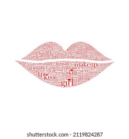 Lip word cloud vector illustration made with text only, word art design.