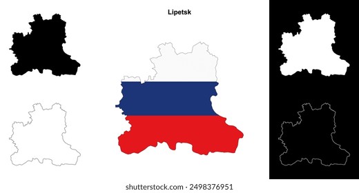 Lipetsk blank outline map set