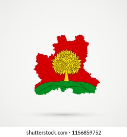Lipetsk Oblast map in Lipetsk Oblast flag colors, editable vector.