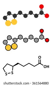 Lipoic acid enzyme cofactor molecule. Present in many nutritional supplements. Believed to have anti-oxidant, anti-aging and weight-loss effects. 