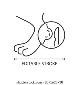 Lipoma linear icon. Fat composed benign tumors. Pet disease. Fatty lump. Skin affecting illness. Thin line customizable illustration. Contour symbol. Vector isolated outline drawing. Editable stroke