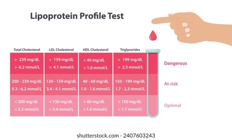Lipoprotein-Cholesterinprofil-Test, Vektorgrafik medizinischer Infos