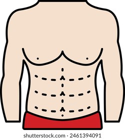 liposculpture vector icon design, Cosmetology or Cosmetologist Symbol, esthetician or beautician Sign, Beauty treatment stock illustration, Male six-pack lipo ab etching concept