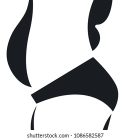 Liposuction of abdomen. Close up vector illustration of body contour. Plastic surgery. Getting rid of excess fat