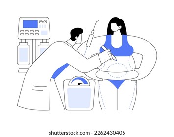 Liposuction abstract concept vector illustration. Lipo procedure, vacuum out fat removal plastic surgery, body contouring, beauty standard, weight loss, liposuction alternatives abstract metaphor.