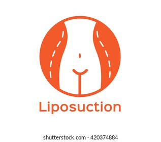 Liposuction before and after icon and logo , diet slim body version