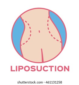 Liposuction before and after icon and logo , hip 