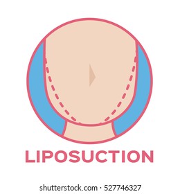 Liposuction before and after icon and logo , hip 