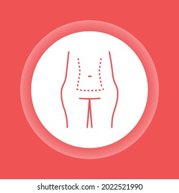 Icono del botón Color de la liposucción. Cirugía plástica del cuerpo. Eliminación de grasa. Elemento vector aislado. Esbozo pictograma para página web, aplicación móvil, promoción.