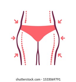 Liposuction color line icon. Fat removal surgery concept. Plastic body surgery. Sign for web page, mobile app, banner, social media. Editable stroke.