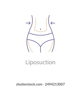  Liposuction, Fat Removal, Body Contouring, Cosmetic Surgery, Lipo Surgery, Liposuction Icon, Liposuction Vector, with editable stroke.