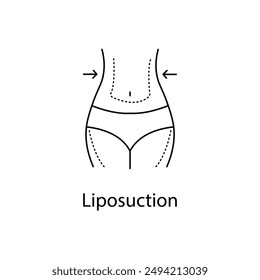  Fettabsaugung, Fettentfernung, Körperkonturierung, Kosmetische Chirurgie, Lipochirurgie, Liposuktion-Symbol, Liposuktion-Vektorgrafik, mit editierbarem Schlaganfall.