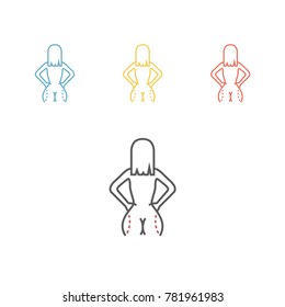 Liposuction of hips and thighs. Plastic surgery line icon. Vector illustration