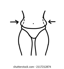 liposuction icon black and white vector illustration. Editable outline stroke.