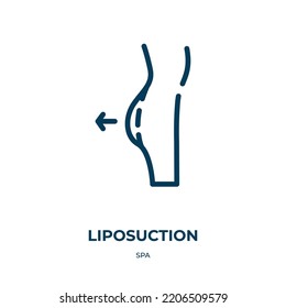 Icono de liposucción. Ilustración vectorial lineal de la colección spa. Esquema del vector de icono de liposucción. Símbolo de línea delgada para uso en aplicaciones web y móviles, logotipo, medios impresos.