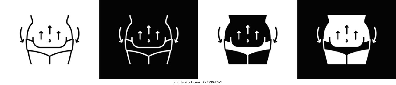 Liposuction Icon Set White And Black Background Style
