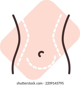 Liposuction surgery, illustration, vector on white background.