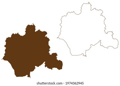 Lippe district (Federal Republic of Germany, State of North Rhine-Westphalia, NRW, Detmold region) map vector illustration, scribble sketch Lippe map