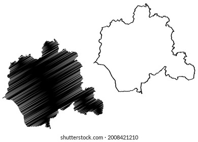 Lippe district (Federal Republic of Germany, State of North Rhine-Westphalia, NRW, Detmold region) map vector illustration, scribble sketch Lippe map