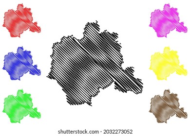 Lippe district (Federal Republic of Germany, State of North Rhine-Westphalia, NRW, Detmold region) map vector illustration, scribble sketch Lippe map