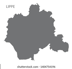 Lippe grey county map of North Rhine-Westphalia DE