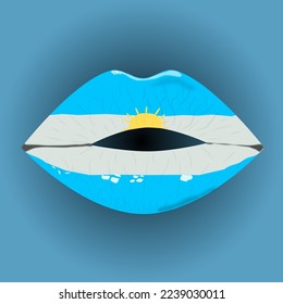 Lips with the Argentine flag.