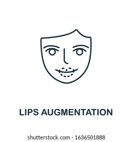 Lips Augmentation icon from plastic surgery collection. Simple line element Lips Augmentation symbol for templates, web design and infographics