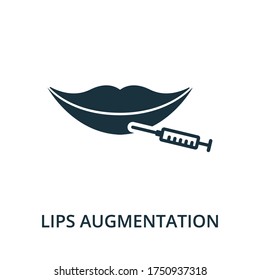 Lips Augmentation icon from plastic surgery collection. Simple line element lips augmentation symbol for templates, web design and infographics.