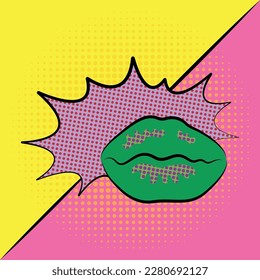 Lips with a background in the style of pop art
