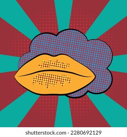 Lips with a background in the style of pop art
