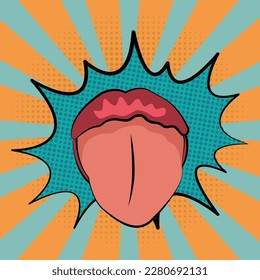 Lips with a background in the style of pop art