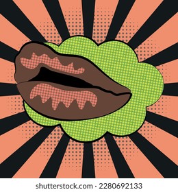 Lips with a background in the style of pop art