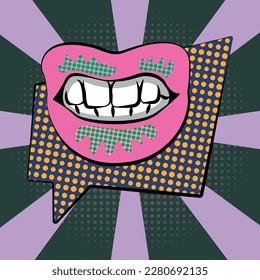 Lips with a background in the style of pop art