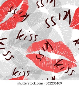 Lips beauty seamless pattern. Red lips. Vector illustration.