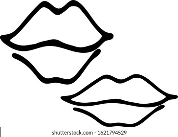 
lips before after in the style of doodling on a white background for a thematic design